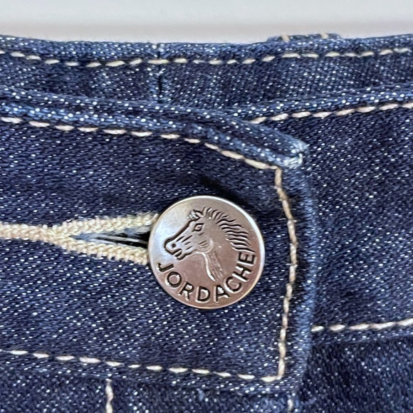 Vintage 1970s Jordache dark wash a-line midi denim skirt with front middle slit - Picture 6 of 12